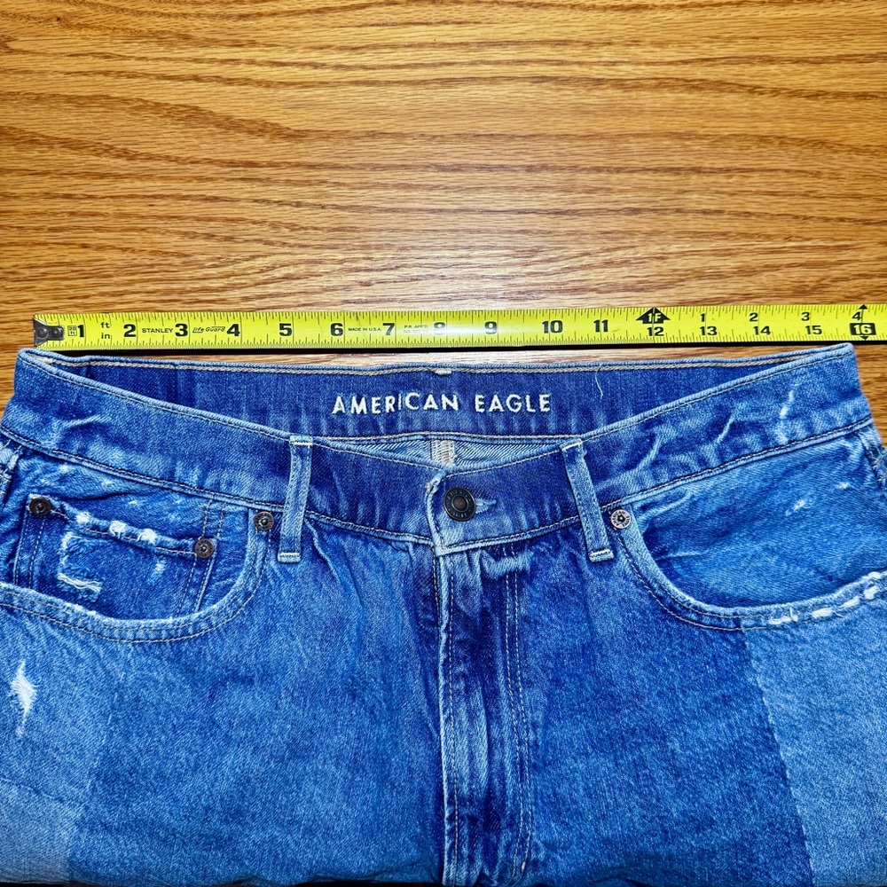 American Eagle Highest Rise 90s Boyfriend Patchwork Denim Shorts - Picture 8 of 11